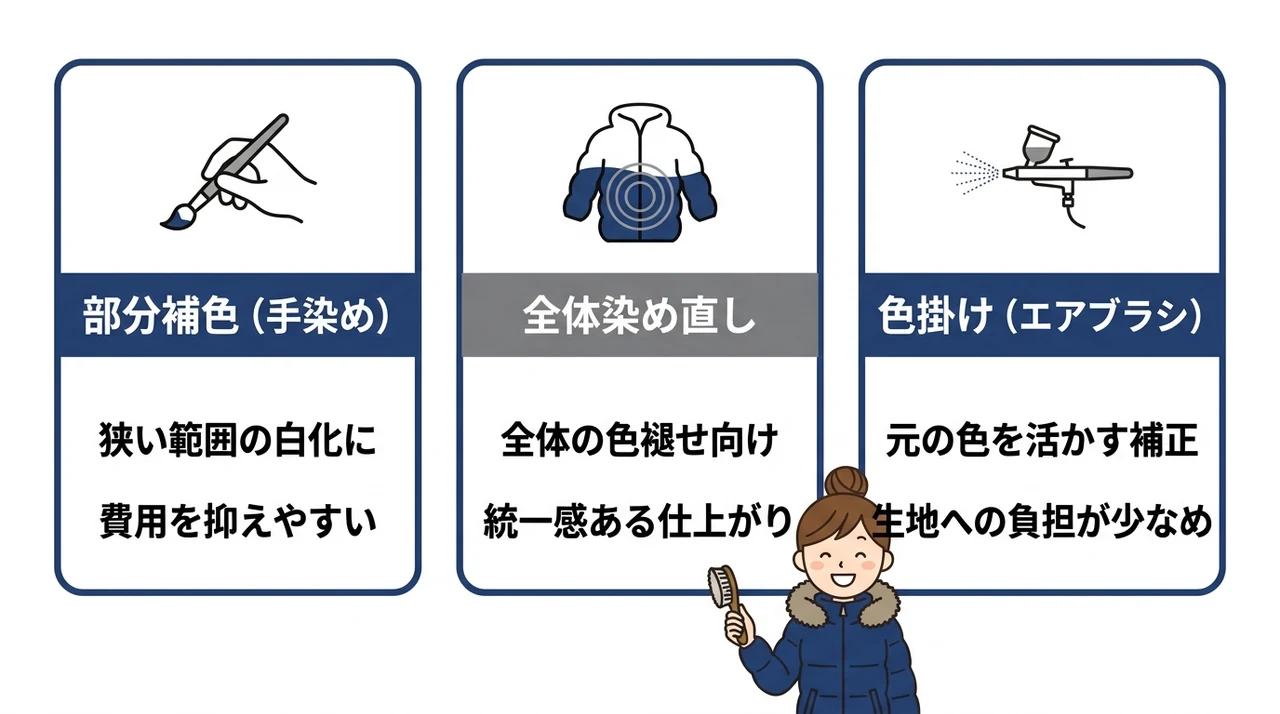 カナダグースの色褪せ修復方法を比較