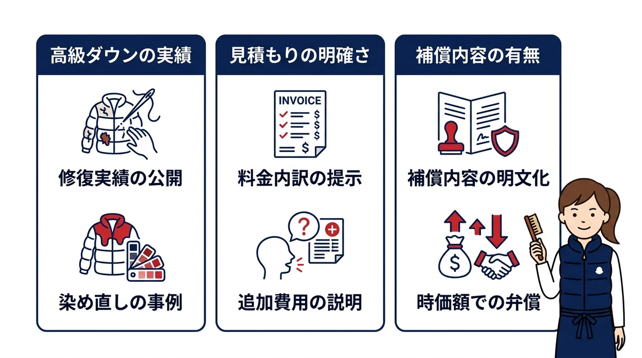 モンクレールの色褪せ修復を任せる業者の見極め方