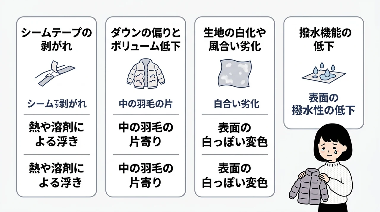 水沢ダウンのクリーニングで起こり得る失敗事例