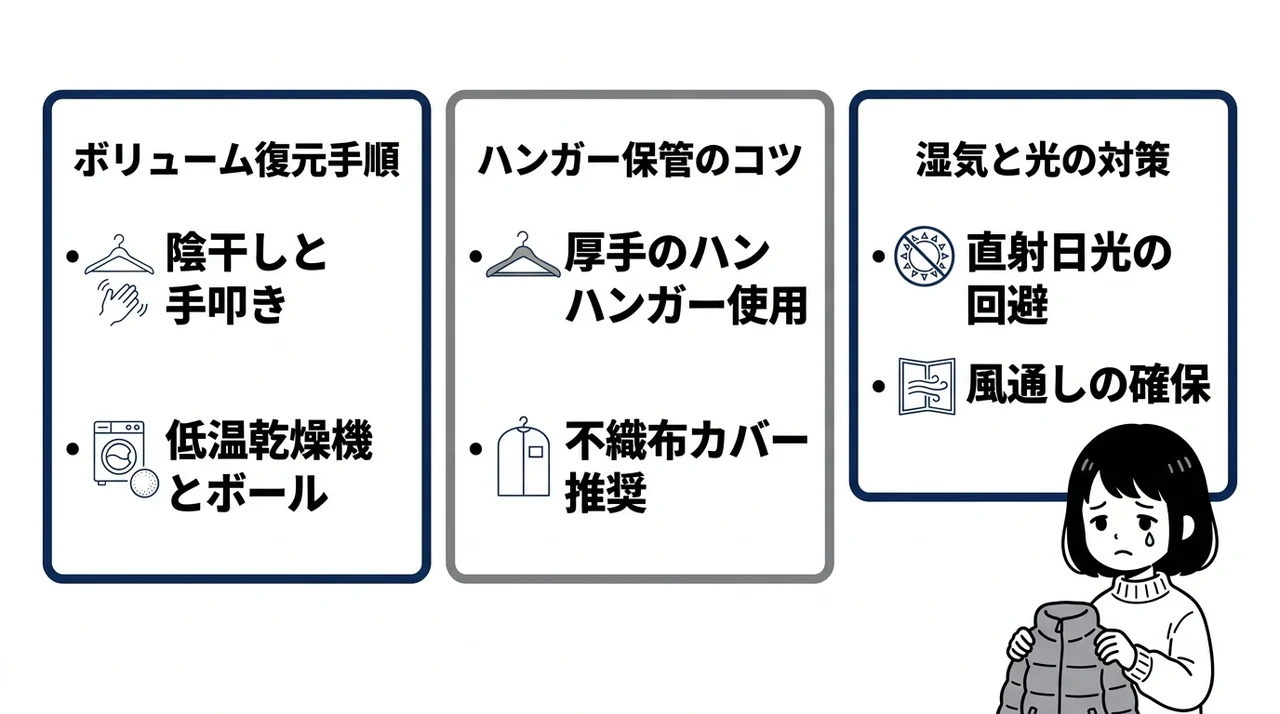 クリーニング後のボリューム復元と正しい保管方法