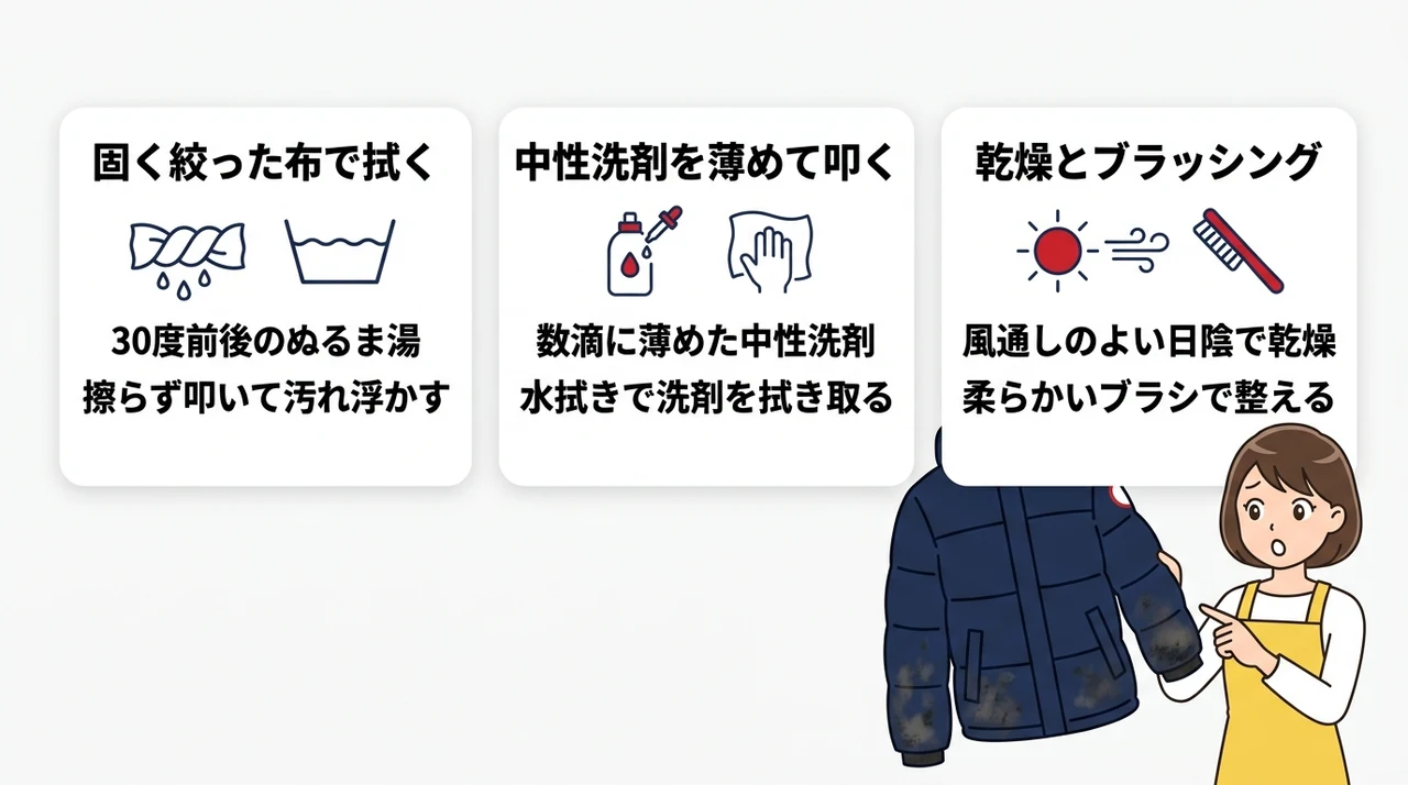 カナダグースの黒ずみを自宅で落とす応急ケア