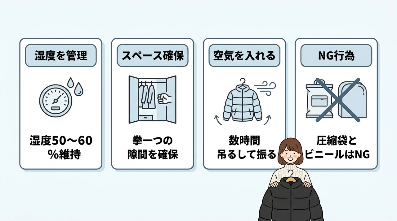 水沢ダウンを長持ちさせる保管環境と出庫時のメンテナンス