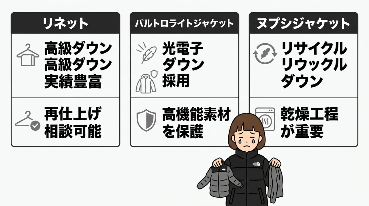 ノースフェイスのダウンを安心して出せるクリーニング実績3選