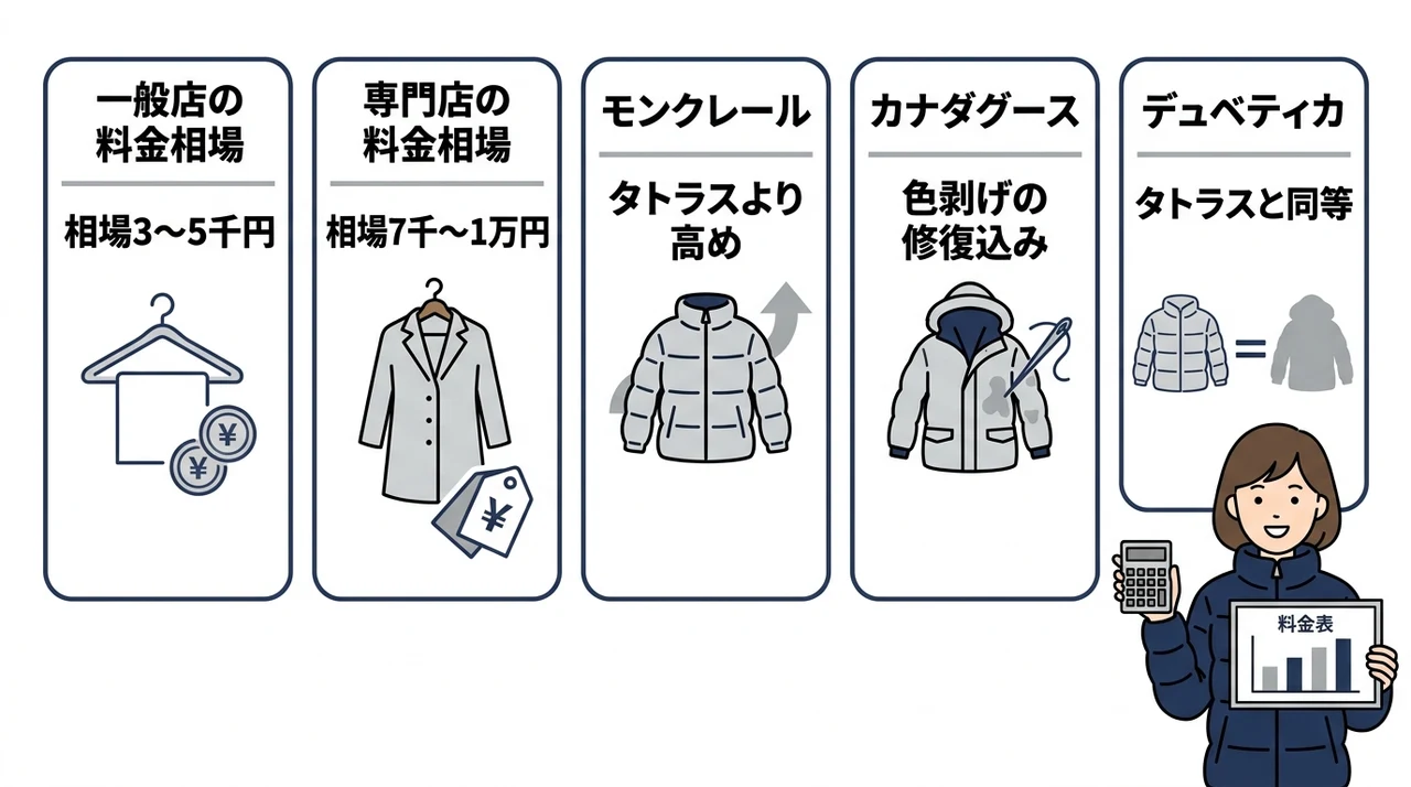 タトラスのクリーニング料金相場と人気ブランドとの比較