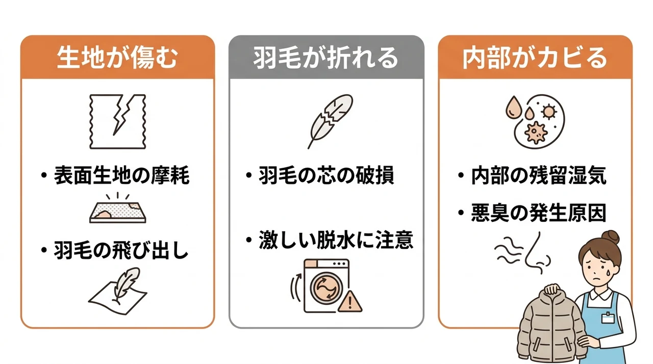 自宅でダウンを復元する際に注意したい3つのデメリット