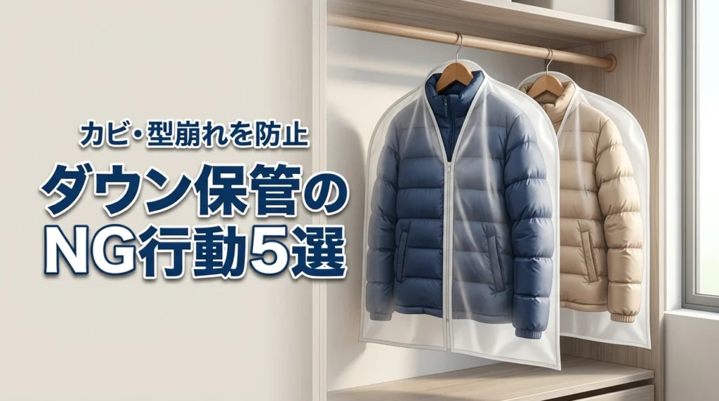 ダウンの保管方法でやってはいけない5つのNG行動！カビや型崩れを防ぐ手順（記事のアイキャッチ画像）