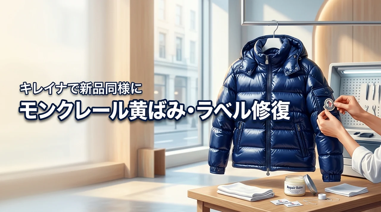 キレイナならモンクレールの黄ばみやアニメラベルも修復！新品同様に蘇る秘訣を解説（記事のアイキャッチ画像）