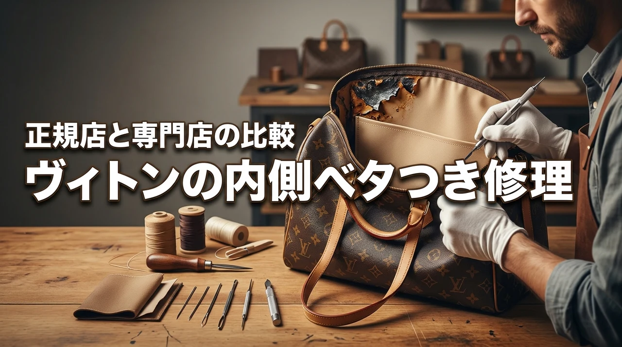 ルイヴィトンの内側のベタつきは修理可能？正規店と修理専門店の費用や納期を比較（記事のアイキャッチ画像）